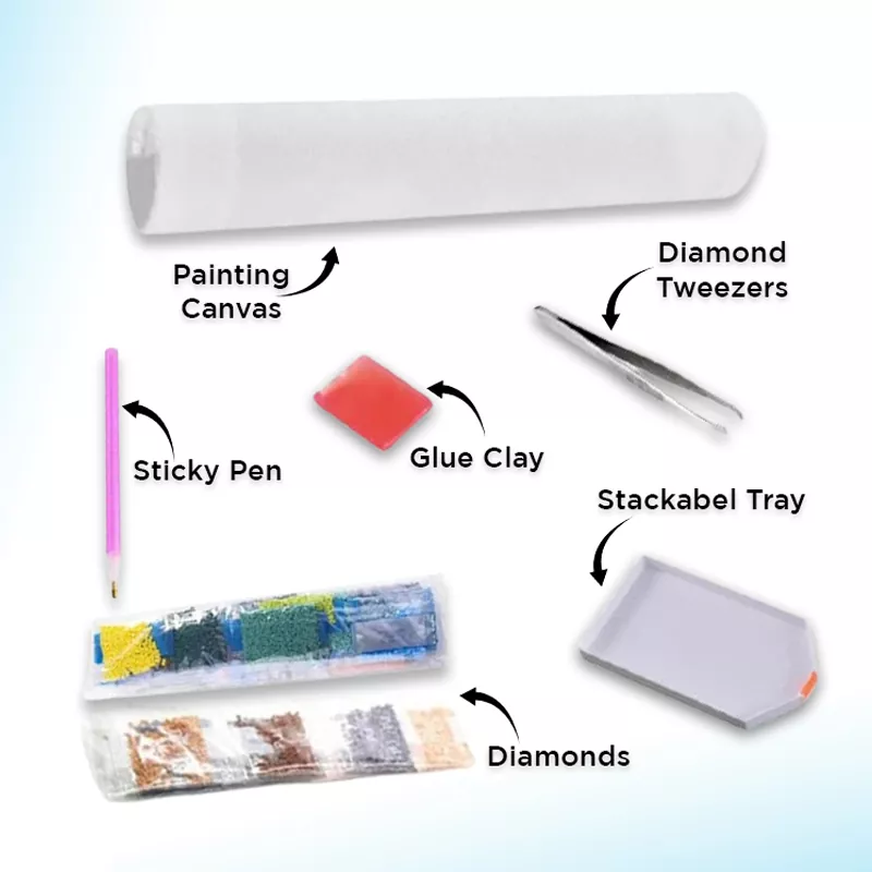 Aesthetic Narwhal Marine Diamond Painting kit contents