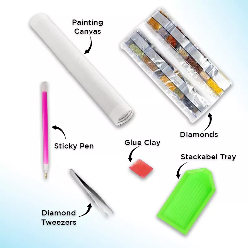 1968 Dodge Charger Classic Diamond Painting Kit contents