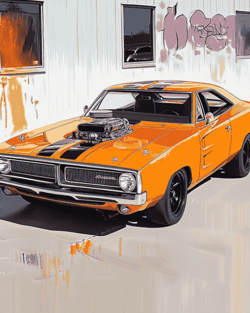 1970 Super Bee Hemi Engine Diamond Painting