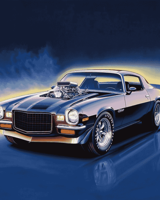 1972 Camaro Car Engine Diamond Painting