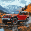 2018 Jeep Wrangler Red Engine Diamond Painting