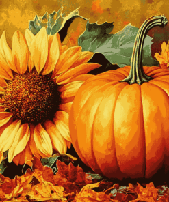 "Autumn Pumpkin Blossom Diamond Painting"