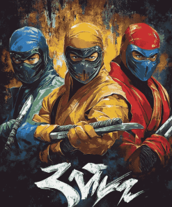 3 Ninjas Colorful Cartoons Diamond Painting