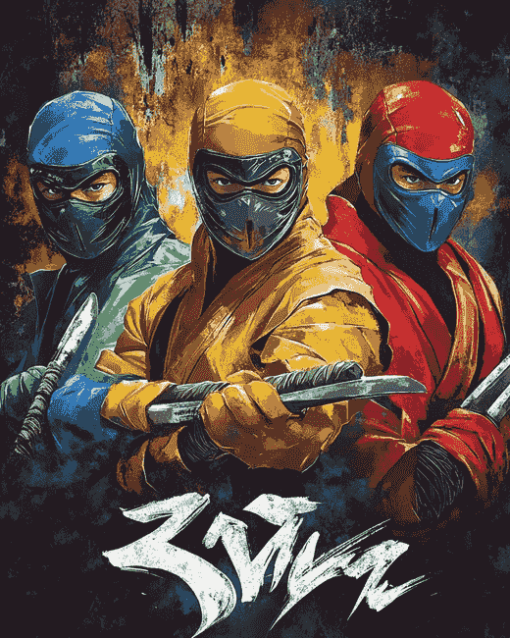 3 Ninjas Colorful Cartoons Diamond Painting