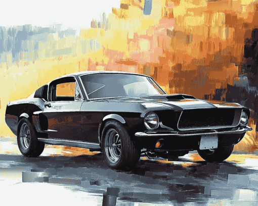 67 Mustang Vintage Engines Diamond Painting