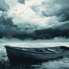 Abandoned Boat Stormy Landscape Diamond Painting