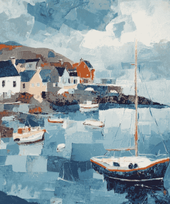 Abstract Aberdovey Boat Scene Diamond Painting