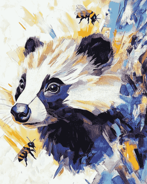 Abstract Badger and Bee Diamond Painting