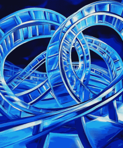 Abstract Blue Roller Coaster Diamond Painting