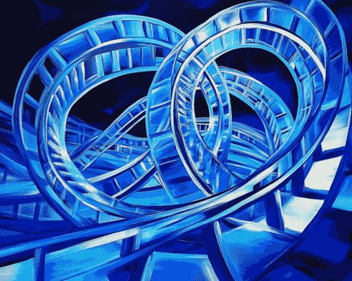 Abstract Blue Roller Coaster Diamond Painting