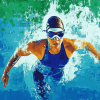 Abstract Swimmer Art Diamond Painting