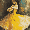 Abstract Yellow Dress Woman Diamond Painting