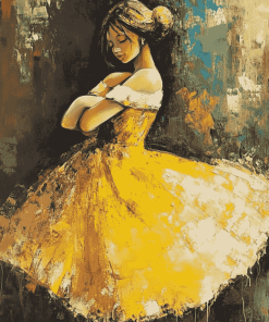 Abstract Yellow Dress Woman Diamond Painting