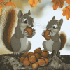 Acorn Collecting Squirrels Diamond Painting