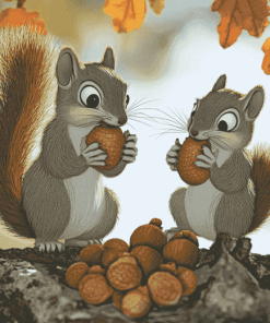 Acorn Collecting Squirrels Diamond Painting