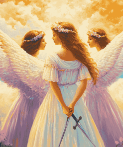 Aesthetic Angelic Sisters in Heaven Diamond Painting