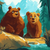 Aesthetic Animated Bears Diamond Painting