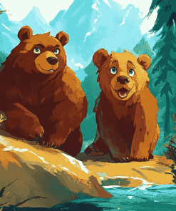 Aesthetic Animated Bears Diamond Painting