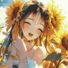 Aesthetic Anime Sunflower Girl Diamond Painting