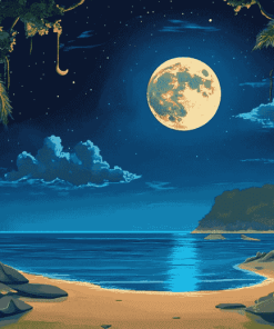 Aesthetic Beach Moonlit Seascape Diamond Painting