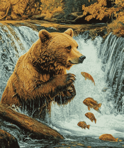 Aesthetic Bear River Scene Diamond Painting