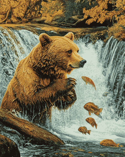 Aesthetic Bear River Scene Diamond Painting