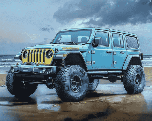 Aesthetic Blue Jeep Diamond Painting