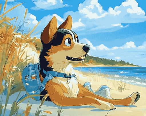 Aesthetic Bluey Beach Scene Diamond Painting