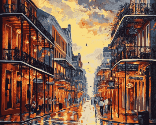 Aesthetic Bourbon Cityscape Diamond Painting