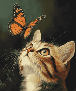 Aesthetic Butterfly on Cat Diamond Painting