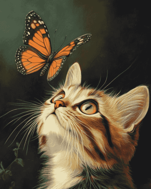 Aesthetic Butterfly on Cat Diamond Painting