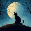 Aesthetic Cat Moon Silhouette Diamond Painting