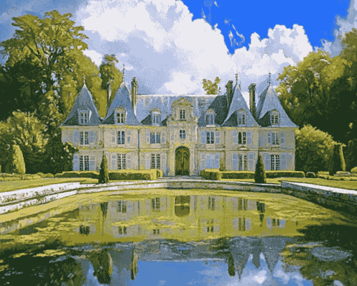 Aesthetic Chateau Bizy Giverny Diamond Painting