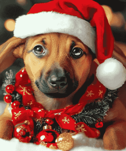 Aesthetic Christmas Puppies Diamond Painting