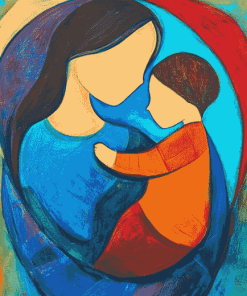 Aesthetic Colorful Mother and Son Diamond Painting