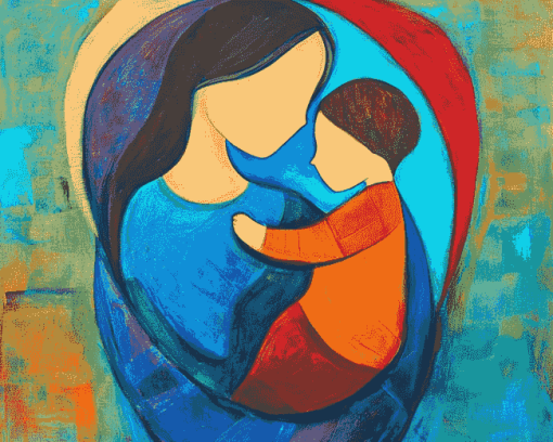 Aesthetic Colorful Mother and Son Diamond Painting