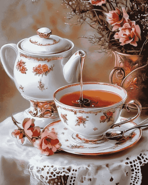 Aesthetic Cups Tea Diamond Painting