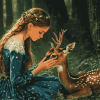 Aesthetic Deer and Girl Diamond Painting