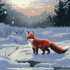 Aesthetic Fox in Snow Diamond Painting