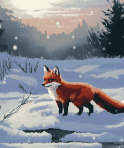 Aesthetic Fox in Snow Diamond Painting