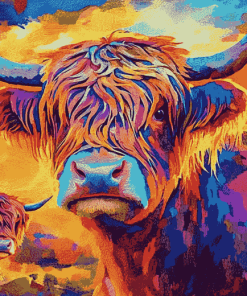 Aesthetic Highland Cattle Diamond Painting