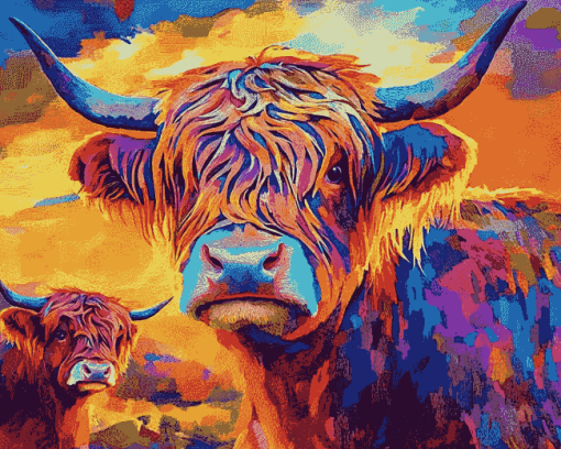 Aesthetic Highland Cattle Diamond Painting