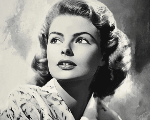 Aesthetic Ingrid Bergman Monochrome Diamond Painting