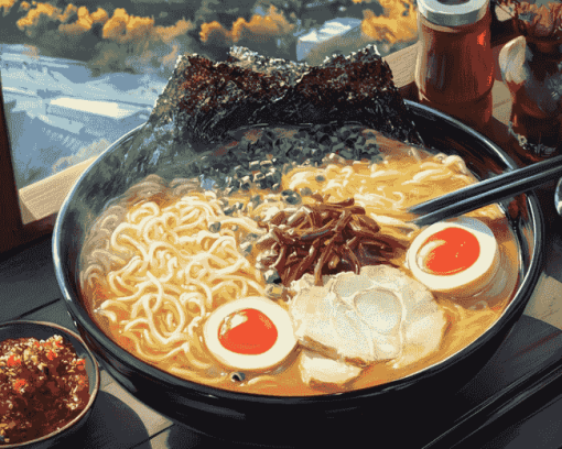 Aesthetic Korean Ramen Meals Diamond Painting