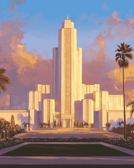 Aesthetic Los Angeles Sunset Temple Diamond Painting