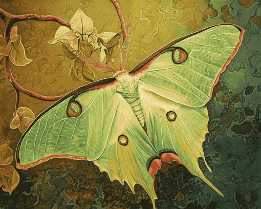 Aesthetic Luna Moth Diamond Painting