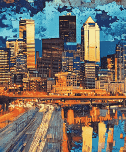 Aesthetic Minneapolis Skyline Diamond Painting