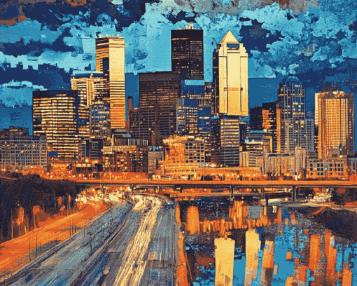 Aesthetic Minneapolis Skyline Diamond Painting