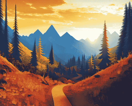 Aesthetic Mountain Path Diamond Painting