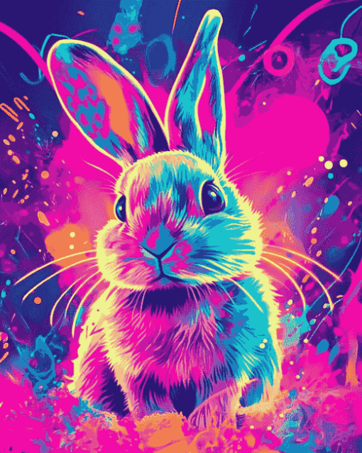 Aesthetic Neon Rabbit Diamond Painting